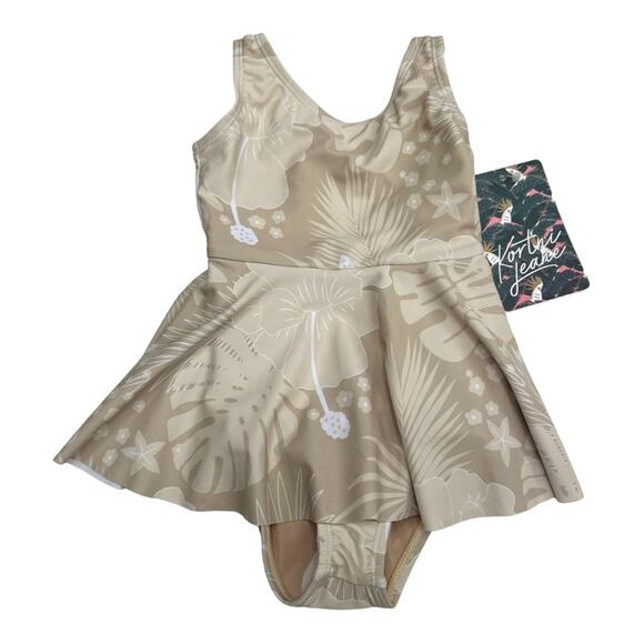 NWT Kortni Jeane Baby Skirted One-Piece Cream Tropics Size 9M - Picture 3 of 8
